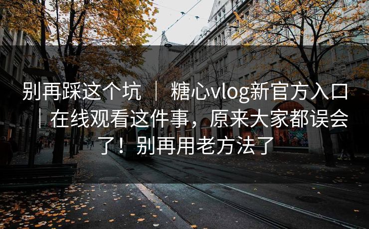 别再踩这个坑 ｜ 糖心vlog新官方入口｜在线观看这件事，原来大家都误会了！别再用老方法了