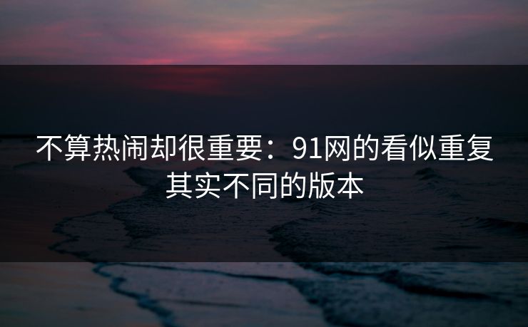 不算热闹却很重要：91网的看似重复其实不同的版本